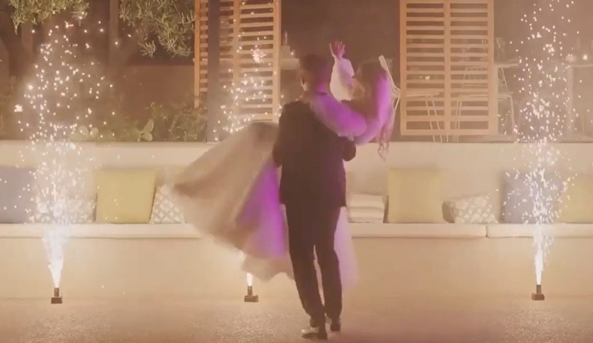 Real Weddings Ukraine Wedding Based at a luxury resort by the Aegean Sea olive trees and blue sea Twinkle lights over the venue, dancing on clouds with ground fireworks Luxury Wedding Dj George Nikas